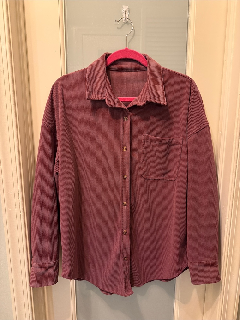 Women’s Corduroy Button-Up Shirt in Dusty Rose